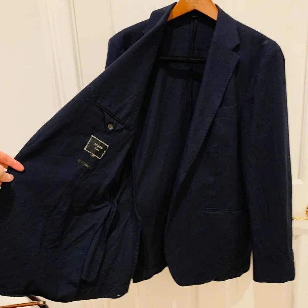 J Crew Ludlow Men's Suit 42 R Slim Dark Navy Wool Jacket Sport Coat Blazer
